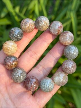 16.5mm stretchable chunky‎ thousand layer garden quartz bracelet 1536